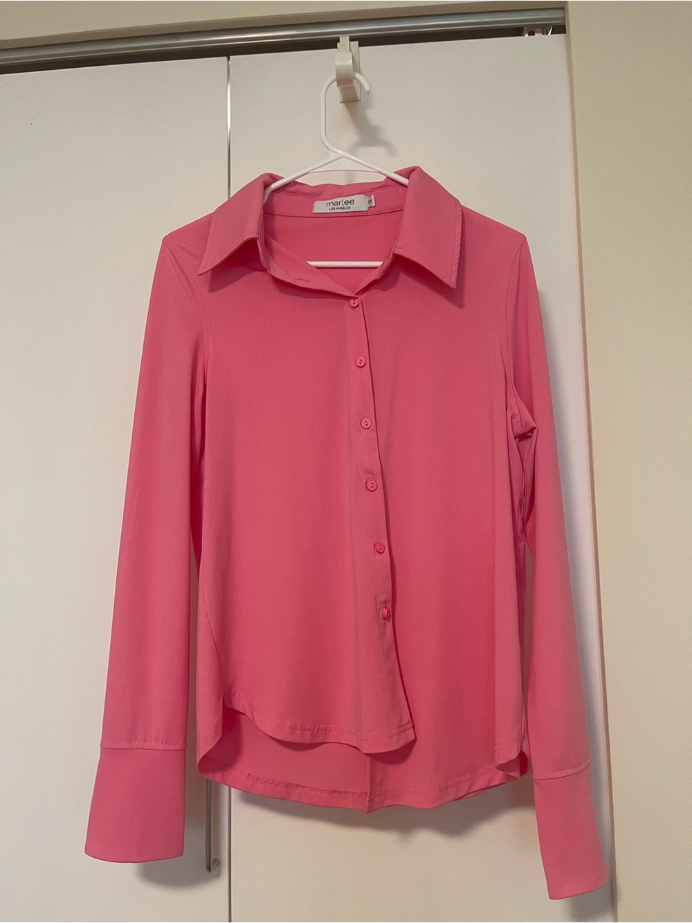 Marlee // Pink Button-Front Long Sleeve Blouse // Size S
